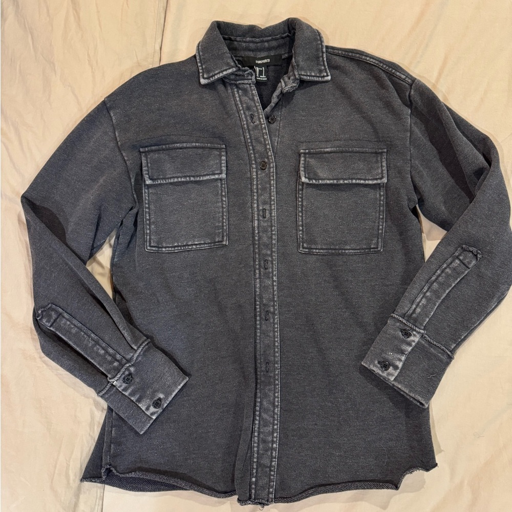 Forever 21 shacket in a washed denim color. Oversized.